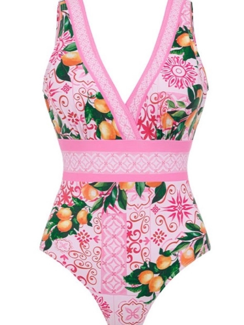 New, Pink Floral Citrus One-Piece Swimsuit - w matching coverup